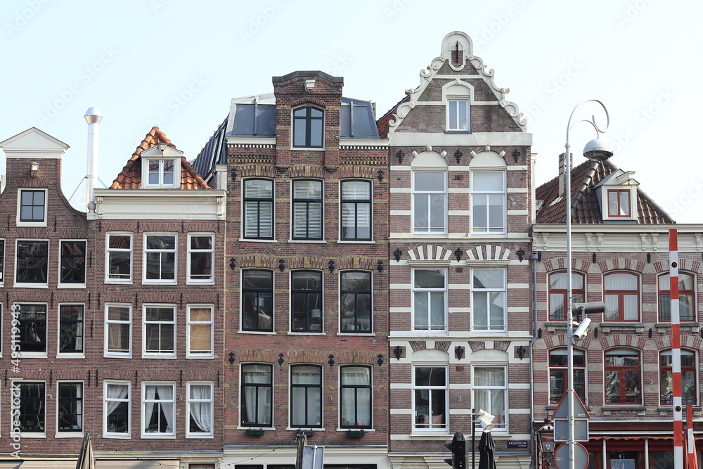Amsterdam Kadijksplein Square Historic House Facades View, Netherlands