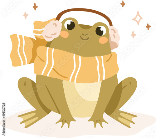 Cute Funny Frog Childish Cartoon Illustration