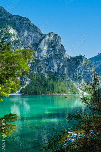 Canvastavla Famous Lake Prags in the italian dolomite alps
