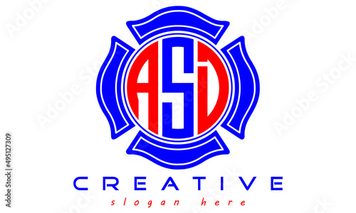 ASD three letters circle curves logo, vector Template