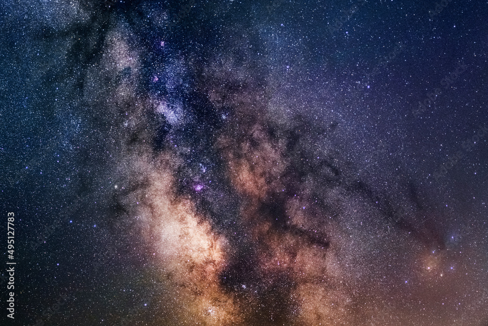 The Milky way. Lagoon nebula. Landscape with Milky way galaxy. Night