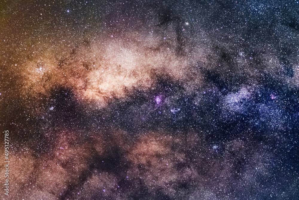 Landscape with Milky way galaxy. Night sky. galaxy M87. lagoon nebula.