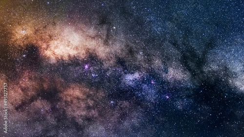 The Milky way. Lagoon nebula. Landscape with Milky way galaxy. Galaxy M87