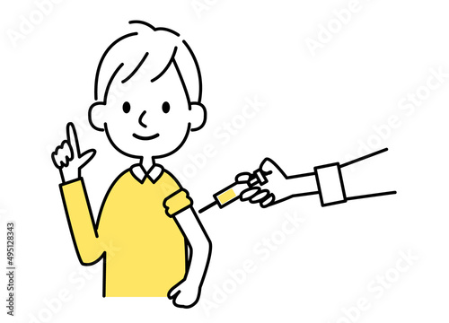 注射をする男性のイラスト　ベクター素材　シンプルタッチ