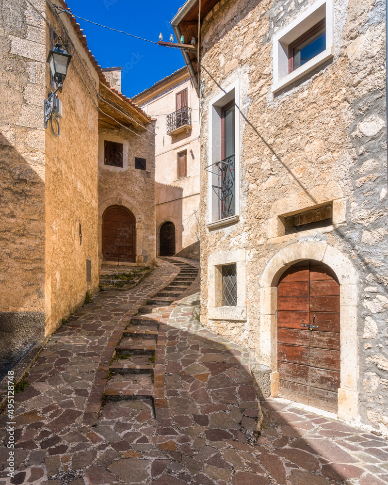 Navelli in spring season, beautiful village in the province of L'Aquila, in the Abruzzo region of central Italy.