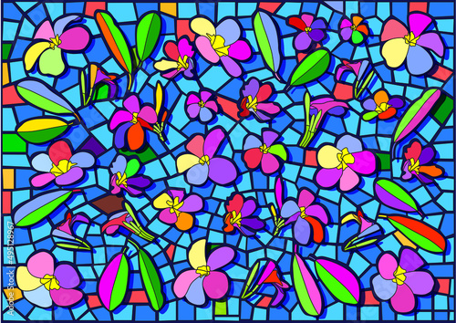Plumeria flowers design glass stained moses illustration vector