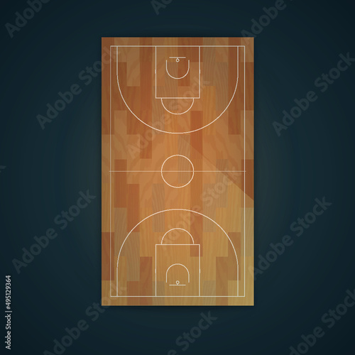 Basketball court on top. Vector illustration.