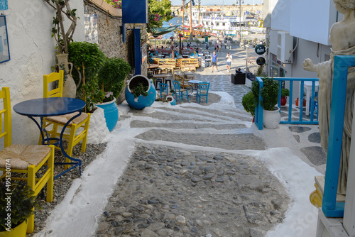 Fototapeta Naklejka Na Ścianę i Meble -  little colorful street in Kos city on Kos Island (Greece)