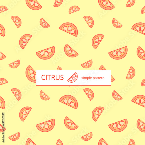 orange slices on a yellow background - simple vector seamless pattern 