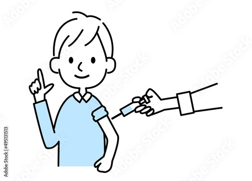 注射をする男性のイラスト　ベクター素材　シンプルタッチ