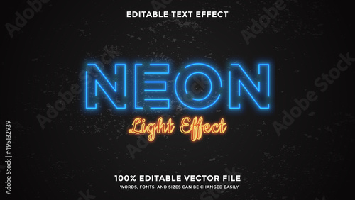 Editable Neon Light Text Effect on Dark Retro Background
