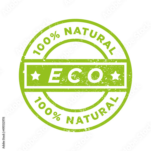 Organic Grunge Stamp. Green Rubber Stamp Healthy Organic Natural Eco Label Stamp