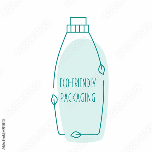 Eco-friendly packaging - recycle cleaning bottle icon concept of waste sorting. Editable stroke. Vector stock illustration isolated on white background for packaging logo print.