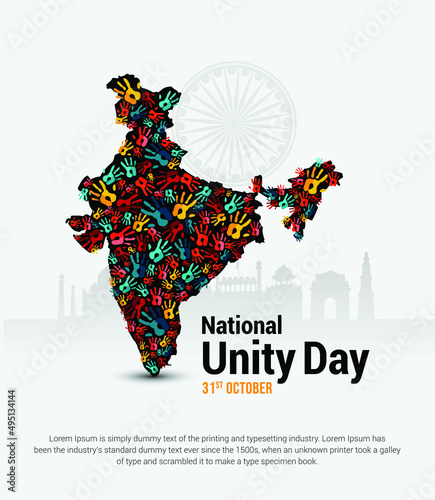 National unity day India vector  handprint illustration