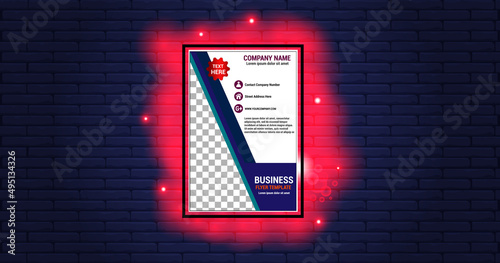 bricks and company banners with red neon surrounding it