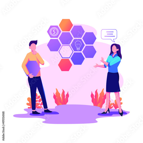 design structure and mutual assistance vector illustration design
