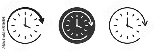 Time icons. Clock icons. Passage of time signs. Isolated on white background. Vector illustration.