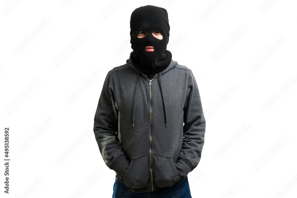 Criminal wearing a black balaclava