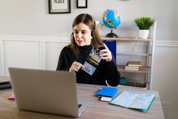 Sales representative at a travel agent's office