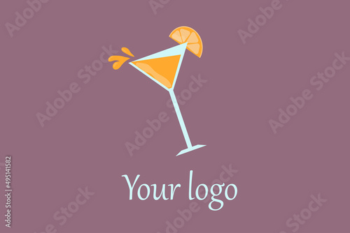 vector logo company alcohol glass martini cocktail