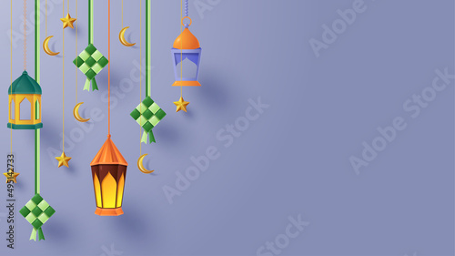 Islamic display decoration background with islamic ornament. Vector 3D Illustration