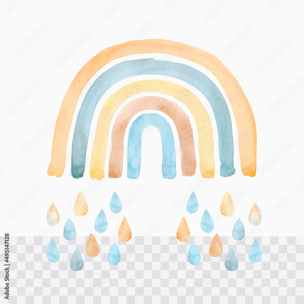 Hand painted watercolor rainbow pastel