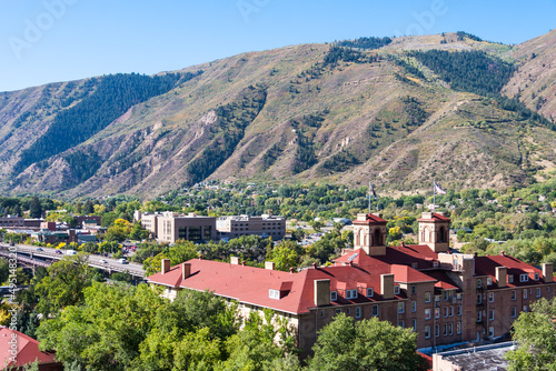Aerial photo of Glenwood Springs, Grand County, Colorado in summer photo