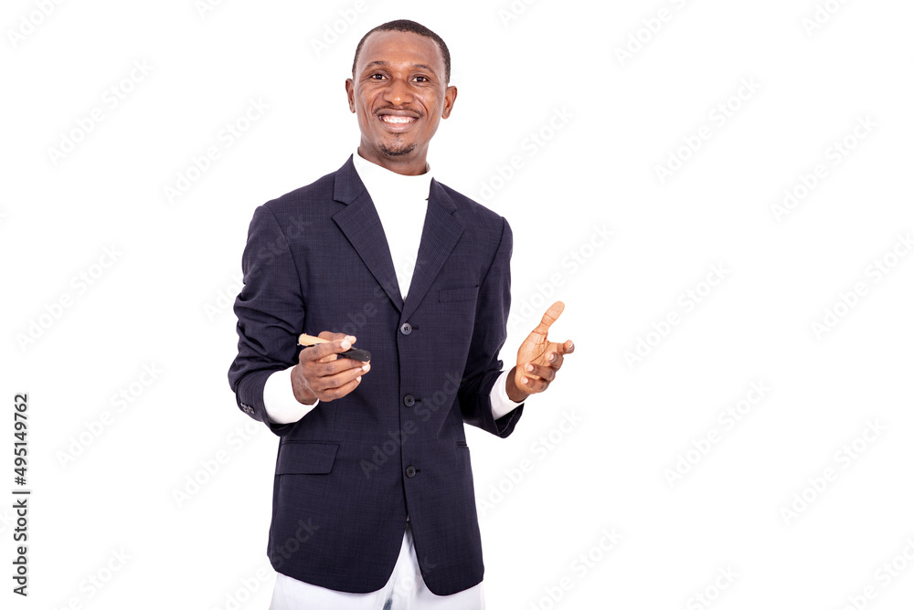 close-up of a handsome businessman with pen, happy. close-up of a handsome businessman with pen, happy.