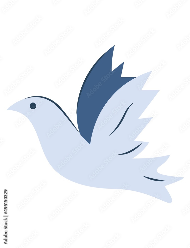 Peace dove silhouette in blue colors. Dove of peace, symbol of peace, peaceful bird. Flat design, closeup vector isolated illustration. International peace day concept. Peace dove silhouette in blue colors. Dove of peace, symbol of peace, peaceful bird. Flat design, closeup vector isolated illustration. International peace day concept.
