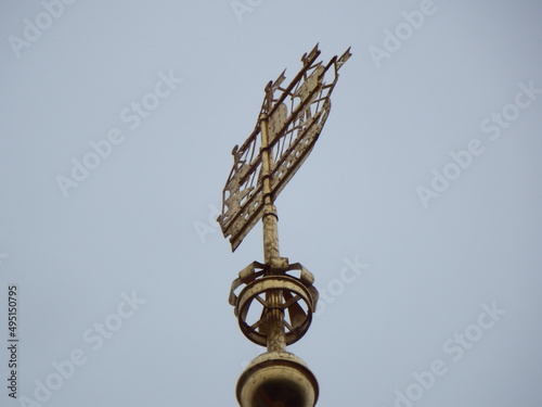 A ship on the Admiralty steeple in cloudy weather, St. Petersburg, Russia