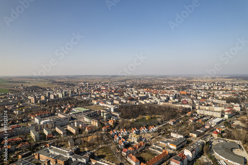 Obraz na płótnie Racibórz- lotnicza panorama miasta w salonie