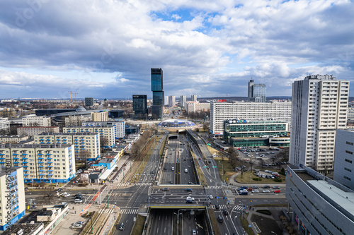 Obraz na płótnie Katowice road - Communication - DTŚ ring road - panorama w salonie
