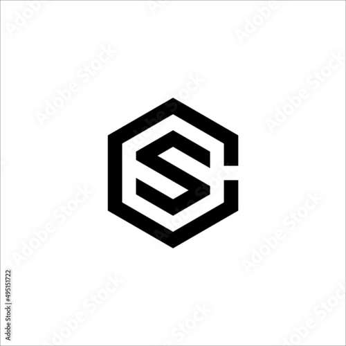 Initials Monogram CS SC Letter hexagon logo design