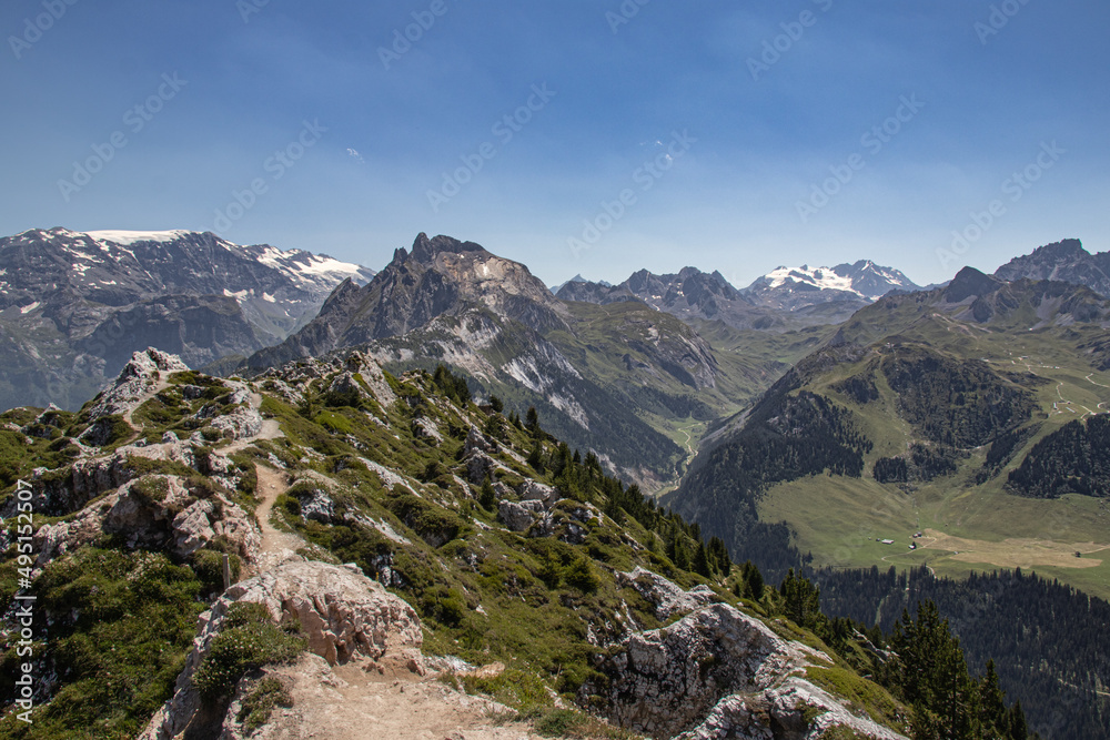 Mountain and ridge landscape in the French Alps in Pralognan