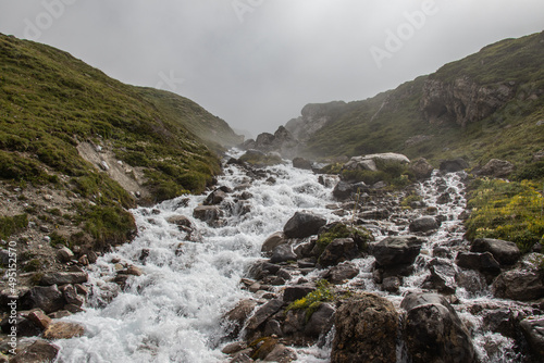Raging river in the mountains at Pralognan in the French Alps