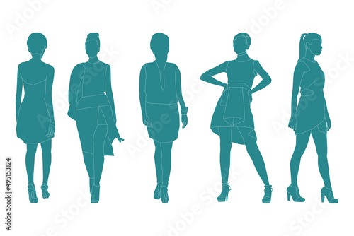 Vector illustration of elegant women bundle