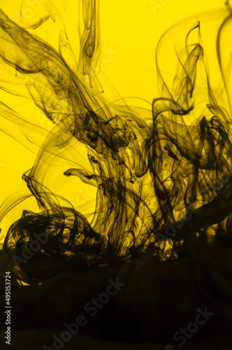 Smoky effect ink in water black and white photo