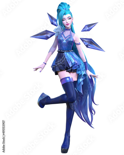 3D comics cosplay anime girl.