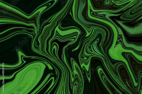 Psychedelic dark green colour trippy abstract art background design. Trendy dark green marble style. Ideal for web, advertisement, prints, wallpapers.