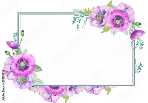 floral hand draw frame watercolor brush for wedding invitation