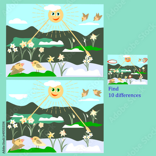 find 10 differences rebus for children under 6 years old according to the seasons