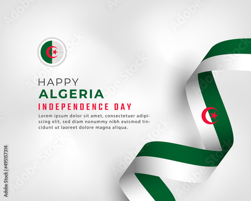 Happy Algeria Independence Day July 5th Celebration Vector Design Illustration. Template for Poster, Banner, Advertising, Greeting Card or Print Design Element