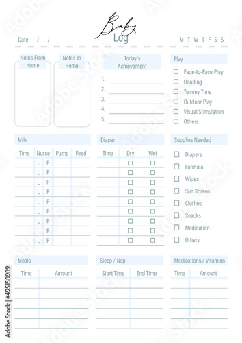 baby daily activity log