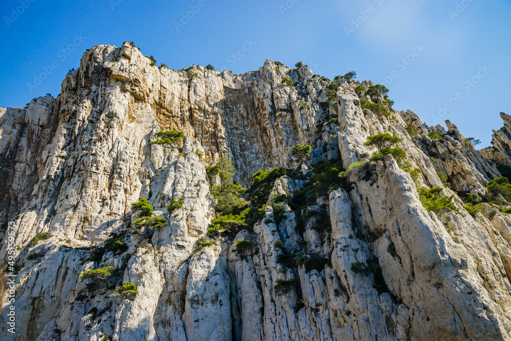 Cliffs of a Calanque of Marseille on a summer day in France Cliffs of a Calanque of Marseille on a summer day in France