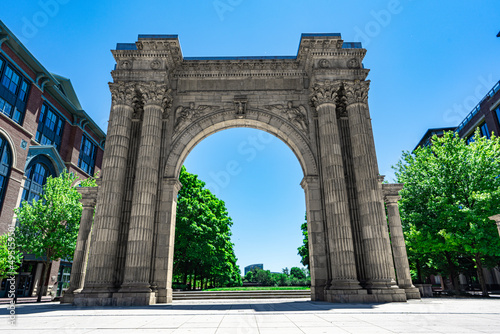 Union Station Arch in the Arena District of Columbus, Ohio, whence 