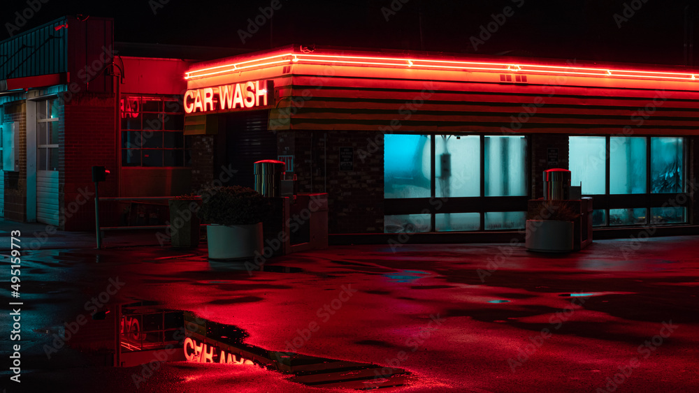 Neon Carwash Night 