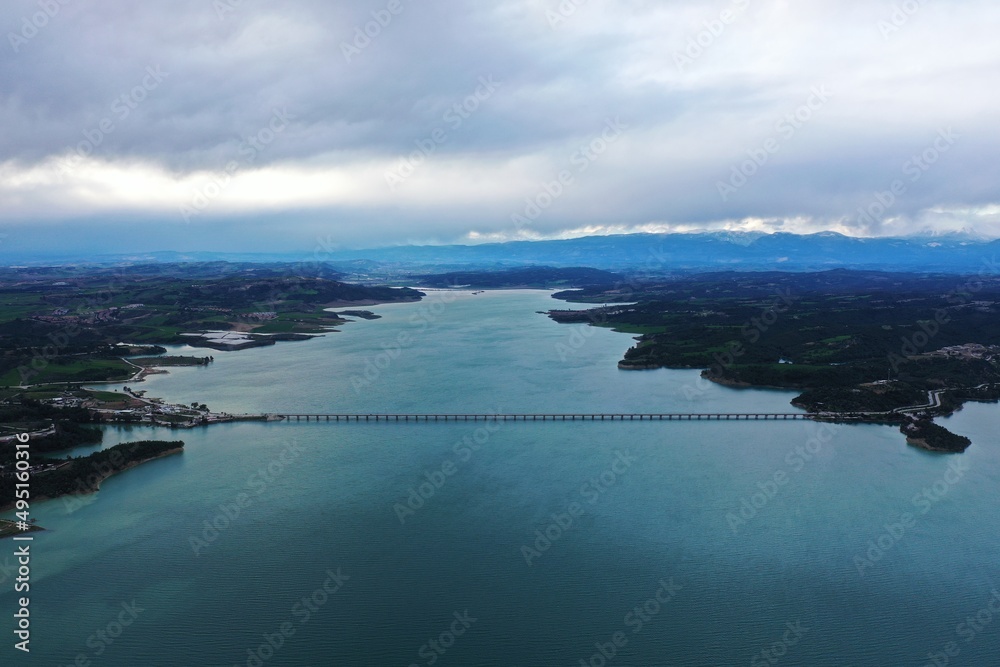 Fototapeta premium aerial view of city and sea