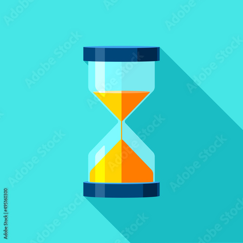 Hourglass icon in flat style, sandglass timer on color background. Vector design element for you project 