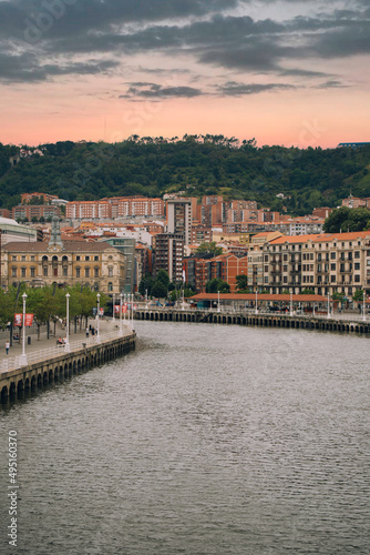 Landscape photo of the river and the city of Bilbao photo