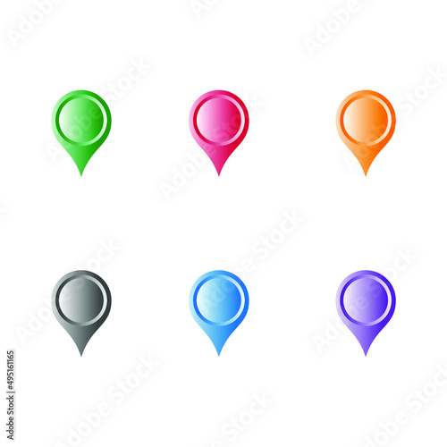 a set of colorful 3D map pointer vector illustrations for place pointer icons